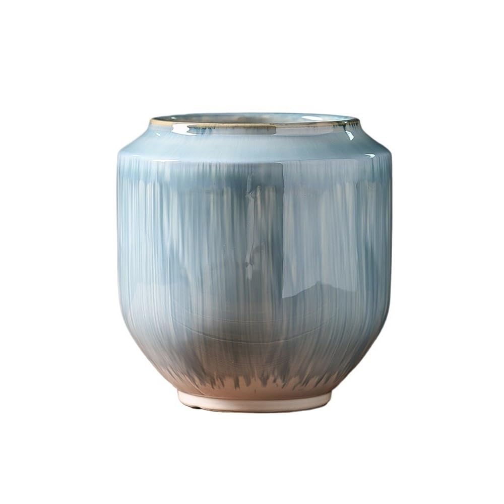 Sda287mz Blue Simple Household Chinese Ceramic Flowerpot, Light Luxury Bonsai, Potted Plant Planter Multifunction(Blue)