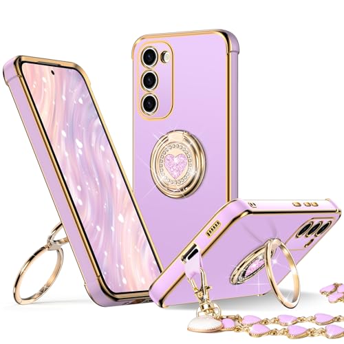 Image of XYZ for Galaxy S23 Plus Case with Stand, for Samsung Galaxy S23 Plus Case with Double Ring, Women Girls Bling Luxury Phone Case for Samsung S23 Plus, Purple