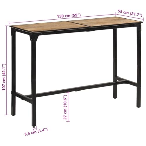 Mesa de bar industrial de 150 cm de largo para salón de madera duradera 4
