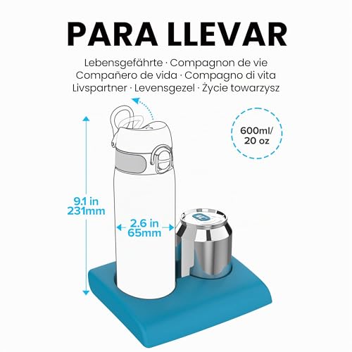 ion8 Botella Agua Inox Ligero, 600ml, Sin Aislamiento, a Prueba de Fugas, Fácil de Abrir, Cerradura Segura, Aptas para Lavavajillas, Fácil de Limpiar, Resistente a Rayones, Azul - Imagen 4