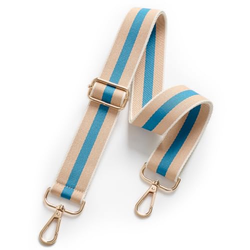 Image of chushui Wide Bag Strap Replacement Crossbody Shoulder Strap Adjustable, Classic Striped Preppy Vertical Stripe Woven with Gold Hardware 29-51 Inches for Purses Handbags Totes