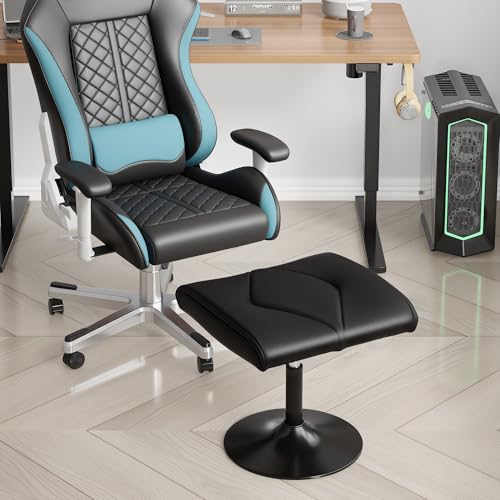 Image of VECELO Foot Rest Under Desk Ottoman, PU Height Adjustable Footrest with Comfort Padding, Leg Rest for Desk for Relieving Leg Pain, Stiffness, and etc, Black