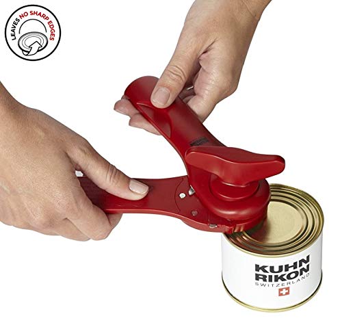 Kuhn Rikon Slim Safety Smooth Touch Can Opener, No Sharp Edges, Lidlifter®+ 6.5" Black #TOP1