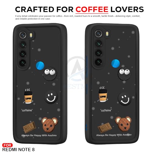 Image of AESTMO Back Case Cover for Redmi Note 8 Cover | Cute Fun Cartoon 3D Ball | Coffee Silicone Case | Full Body Protection | Camera Protection Back Cover for Redmi Note 8 (Black)