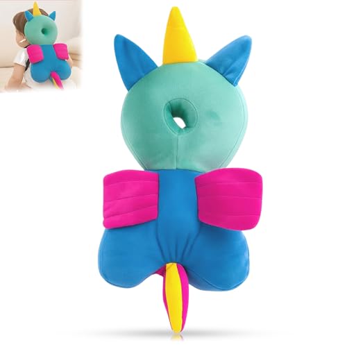 Image of GLUN Baby Head Protector Backpack, Pack of 1 Cute Unicorn Soft Cushioning, Adjustable Shoulder Belt, Head Protection Back for 6-18 Month Toddler Kids