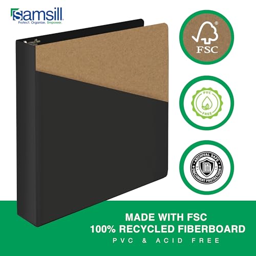 Samsill Durable 1.5 Inch Binder, Made in The USA, D Ring Binder, Customizable Clear View Cover, Charcoal Black, Holds 350 Pages - Thumbnail 3