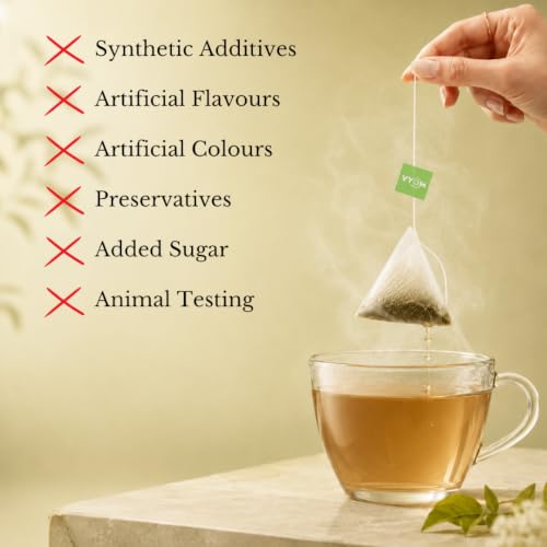 Image of VYOM INDIA Organics Green Tea For Weight Loss - 15 Bags | Anti Aging, Cognitive Booster, Strengthen The Function Of Brain, Reduces Stress, Boost Metabolism | Tulsi & Lemongrass Flavour