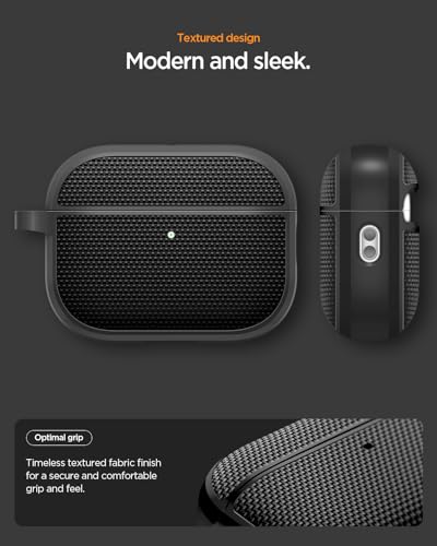 Image of Spigen for AirPods Pro 3 Case, Classic Fit Compatible with AirPods Pro 3rd Generation Case (2025), Premium Fabric Cover with Carabiner - Black