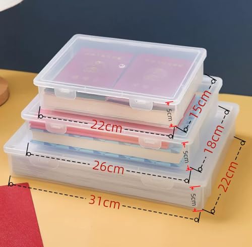 Boîtes de rangement en plastique transparent A4 avec couvercle lot de 4
