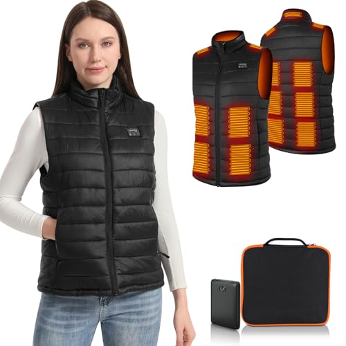 Amiable Gilet Riscaldato Donna,Giubbotto Riscaldato con Batteria da 10000 mAh Inclusa,Giacca Riscaldata con 15 Zone di Riscaldamento,gilet riscaldato per Escursionismo Ciclismo Caccia