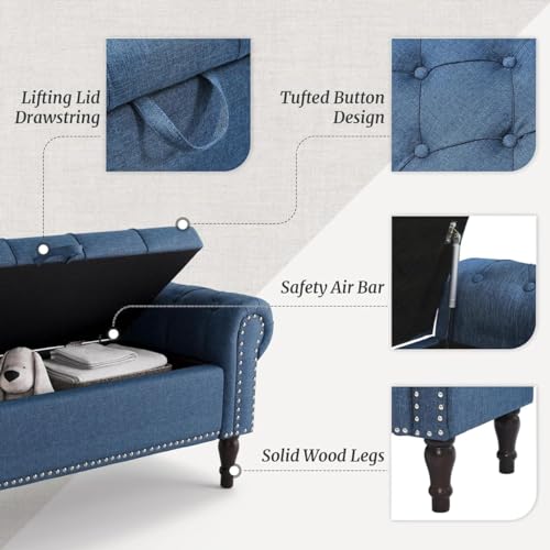 Image of Elegant Couch Luxury Living Room Furniture Upholstery Comfortable Seating Classic Design Neutral Color Palette Home Decor Elegance Inviting Lounge Furniture (Blue)