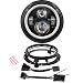 7 Inch LED Headlight DOT DRL Light Halo Bulb Kit for Touring Street Glide Road King Ultra Classic Electra Glide FatBoy Tri Cvo Heritage Softail Slim Deluxe Switchback Black