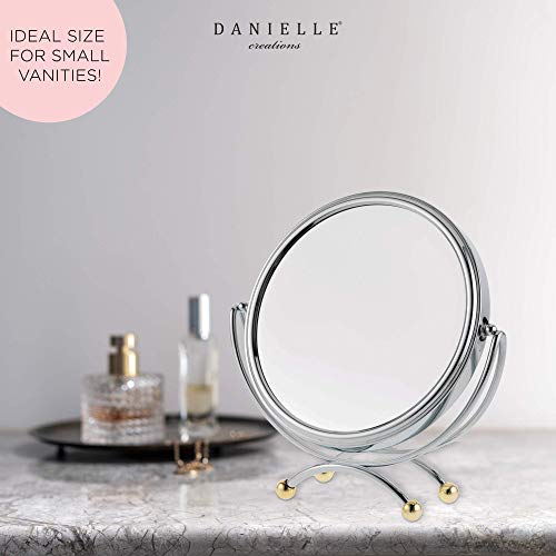 Miroir de table Danielle grossissant x10 finition chrome or luxe 20cm - 6