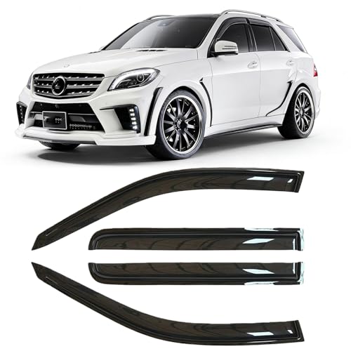 Puermto Rainproof Side Window Wind Deflectors for Benz M-Class W164 2006-2011 | Tape-on Sun Rain Guards, Stylish Car Window Visors & Vent Deflectors Installation Tape Included MB24