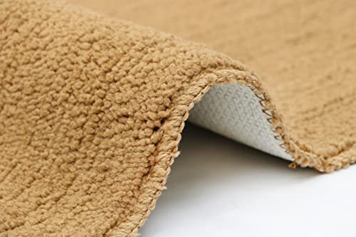 Image of THE HOME TALK Modern Polyester Area Rugs | Carpets for Living Room, Kitchen, Kid's Room, Bedroom | Microfiber Polyester Rugs | Shaggy Floor Carpet | Anti Skid Store (Camel, 50 x 150 cm)