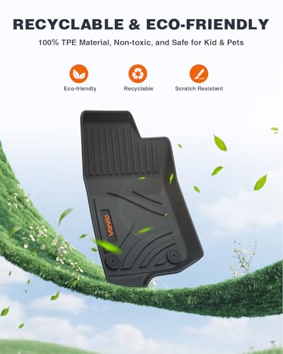 Image of Floor Mats for Jeep Gladiator JT 2026 2025 2024 2023 2022 2021 2020, Custom Fit TPE All Weather Floor Liners, Heavy Duty Waterproof Anti-Slip Car Mats for Off-Road Mud Snow Protection