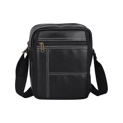 Amazon Brand - Solimo - Vegan Leather Sling Cross Body Travel Office Messenger One Side Shoulder Bag for Men(Black) (B0D9MLXGV9) Amazon Price History, Amazon Price Tracker
