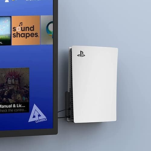 Monzlteck Wall Mount for PS5 Original(Disc and Digital),All Metal Vertical Hanging on Wall, Space Saver, Easy to Install(Black) - 5