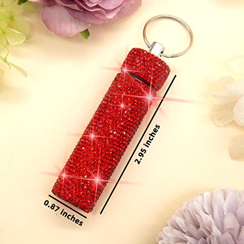 Chimuyu Sewing Needle Case Storage Portable Bling Rhinestone Sewing Needle Holder Embroidery Needle Case Container Pocket Box With Keychain For Store Needle, Toothpick, Pill, Bead (Red) #TOP1