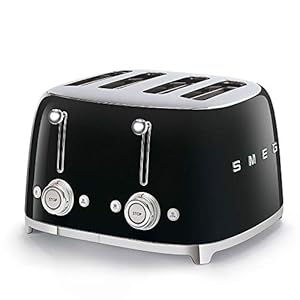 Smeg TSF03BLUK 4 Slice Toaster, Extra Wide Slots, 3 pre set programmes, Black