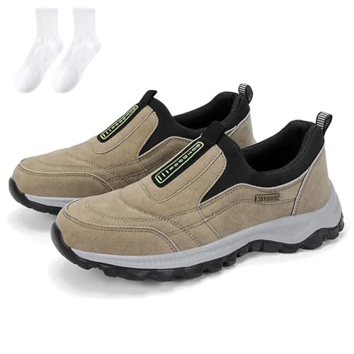 Ideacloth Shoes for Men, Comfortable Waterproof Orthopedic Walking Shoes, Casual Slip-On Hiking Shoe Anti-Slip