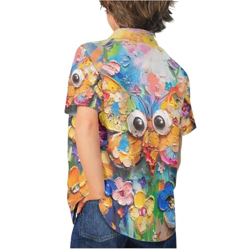 Image of PinUp Angel Funky Casual Hawaiian Shirt Kids Boys Girls Art Oil Painting Animal Pattern Short Sleeve Unisex Beach Shirt