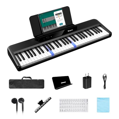 Rhymo 61 Keys Lighted Smart Piano Keyboard for Beginners, Velocity Sensitive Light Up Keys, Digital Electric Piano with APP Learning