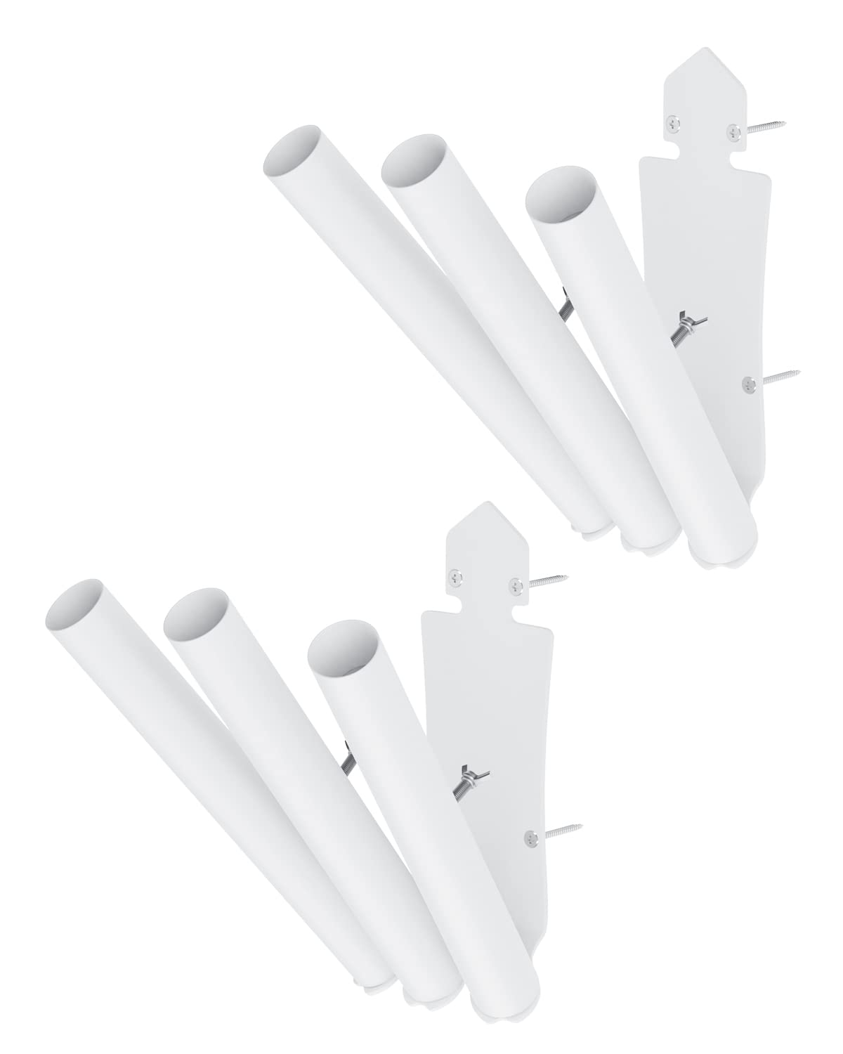 Triple Flag Holders 1.25" Inner Diameter, Munzong 2 Pack Oil Rubbed White Stainless Steel Flagpole Bracket, Wall Mount Heavy Duty Outdoor House Flag Pole Holder - Strong Rust Proof & Wind Resistant