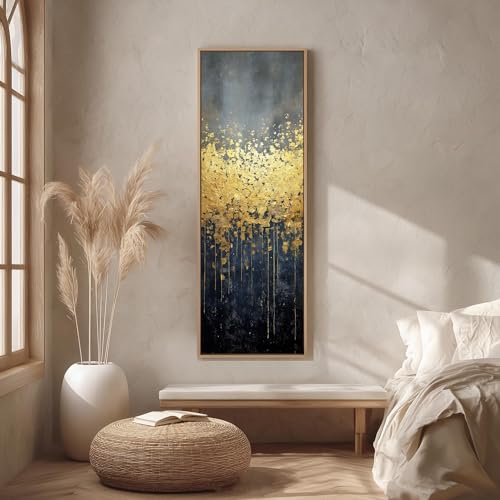 Tableau abstrait noir et or 70x210 cm sans cadre vertical YUSUZHU