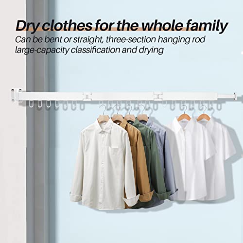 MUYIRTED Wäscheständer Wandmontage 128cm Ausziehbar Wandtrockner, Aluminiummaterial, Platzsparender, 180° Drehung, Wäscheständer Klappbar Für Drinnen Und Draußen