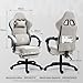 Dowinx Gaming Stuhl Stoff Bürostuhl mit Taschenfederkissen, Massage Gamer Stuhl mit Kopfstütze, Ergonomische Racing Gaming Sessel mit Fußstütze (Grau)