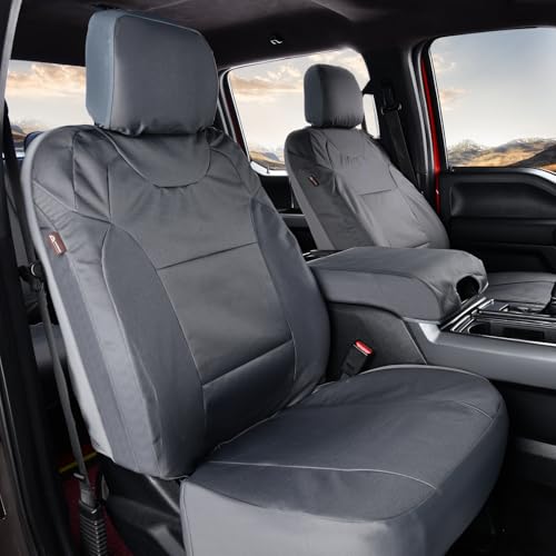 Image of Coverado Front Seat Covers, Waterproof Oxford Seat Protector for Car Seat Cushions for Kids & Dogs, Compatible with 2015-2026 Ford F150 & 2017-2026 Ford F250 F350 F450 (Gray, 2PCS),