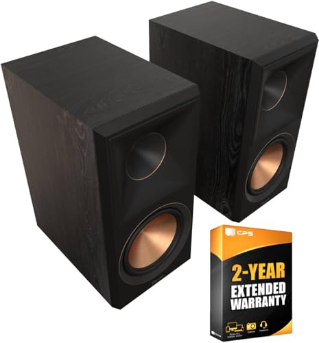 Klipsch Reference Premiere RP-600M II Ebony Bookshelf Speakers (2) Enhanced Tractrix Horn - Ebony (Pair) Bundle w/CPS Exclusive 24 Month Protection Pack & Deco Gear 6x6 inch Microfiber Cleaning Cloth
