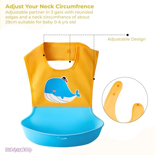 Image of Bembika Baby Feeding Essential The Ultimate Apron for Baby Feeding and Adjustable Bibs Set with BPA Free Baby Weaning Spoon and Baby Self Feeding Spoon - (BE2343)