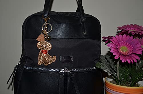 Popfizzy Brown Dog Keychain for Dog Lovers, Rhinestone Puppy Purse Charms for Women and Girls, Backpack Key Fob, Dog Gifts4
