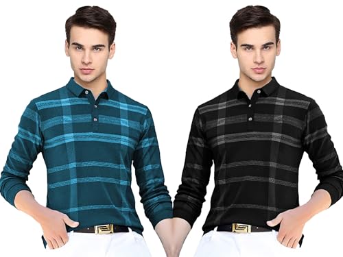 Image of Noble Monk Men's Polo Neck Full Sleeves T-Shirt | Causal Tshirt for Men