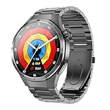 JUSUTEK 2025 革新 豪華高級スマートウォッチ通話機能付き 1.56インチAMOLED腕時計 超全面24時間センサ機能付き 先端Bluetooth5.3 IP68防水, 文字盤自由設定 歩数計 電卓 NFC機能 音楽制御 SOS緊急連絡 Line通知 iphone&アンドロイド対応 贈り物 日本語説明書 (黒鋼)