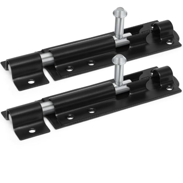 Garden Mile Tower Bolt 6”/150mm 2 Pack – Heavy Duty Black Sliding Door Bolt Lock, Powder Coated Rustproof Gate Bolt with Fixings for Shed, Gates & Door Security — image 1