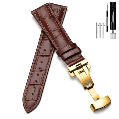 PCAORLEORS Correa de reloj de cuero genuino, pulsera de repuesto de cuero de enlace de bambú, desmontaje rápido de la pulsera de reloj de piel de cocodrilo, 20 mm, 22 mm, 24 mm, 26 mm, pulseras de