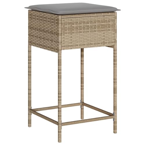 Tabourets de bar de jardin confortables pour aménager un petit espace extérieur avec assise en rotin - 5