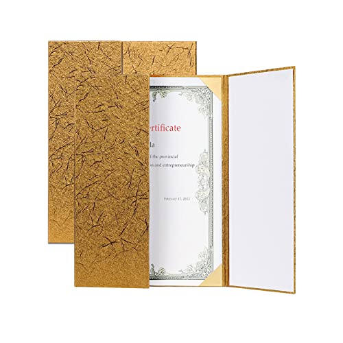 Lot de 2 Couverture de Certificat Diplôme Pochettes A4 pour Certificat Porte-Certificats A4 Élégantes Couverture de Document à Trois Volets...