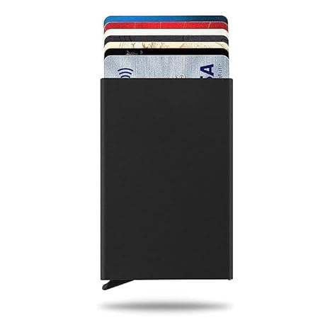 Stealodeal Aluminium RFID Blocking Pop Up Credit Or Debit Card Holder Case for Men & Women (Black)