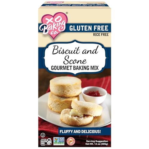 XO Baking Co. Gluten Free Biscuit and Scone Gourmet Baking Mix; Non GMO; Kosher; Rice Free; Dairy Free, Peanut Free; Soy Free, No Preservatives; No Artificial Flavors or Colors, 14oz