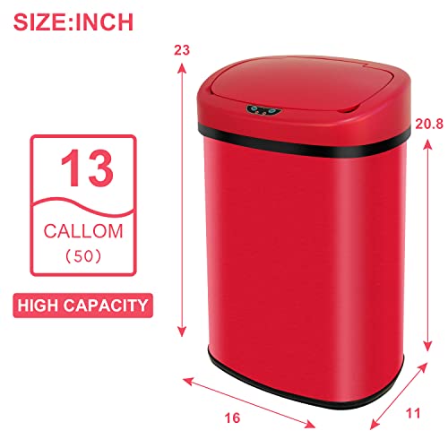 Caneca de basura automática ovalada acero inoxidable 13 gal miniatura 2