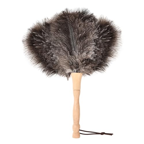 Image of Ostrich Feather Duster 12 Inch Handheld Duster Supplies, Wooden Handle Feather Duster for Cleaning Keyboard Home Car Office (Natural)