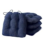 Chair Cushions for Dining Chairs Set of 4, Kitchen Chair Cushions, Chair Pads with Ties and Non Slip Backing, Tufted Memory Foam Seat Cushion 4 Pack, 15.5" x 15.5" x 4", Navy Blue