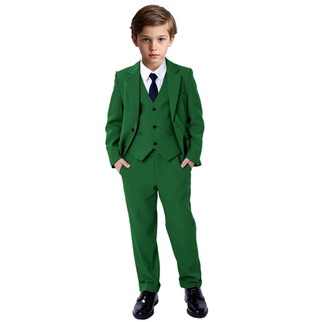 Jungen Anzug 3 Stück Jungen Anzug Jungen Smoking Anzug Verstellbare Taille für Kleinkind Teenager Junge Kommunion Hochzeit Kinder Anzug