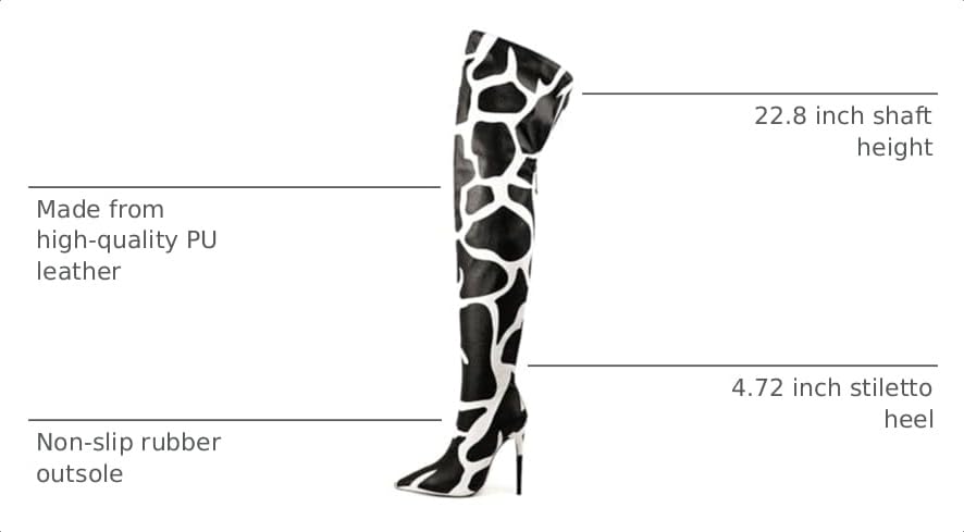 Image of Thigh high boots for women striped Back zipper Burgundy Zebra Print Over the knee Sexy gold white pointed toe Cow Print leopard Magenta stiletto heel