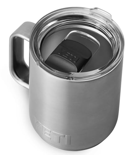 YETI Rambler Mug, Vacuum Insulated Stainless Steel Stackable Mug with Magslider Lid, Stainless Steel, 10 oz (296 ml)