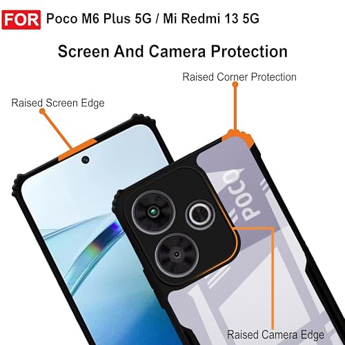 Image of Zapcase Back Case Cover for Poco M6 Plus 5G | Compatible for Poco M6 Plus 5G Back Case Cover | Clear Case with Camera Protection | (TPU + PC | Matte Black)